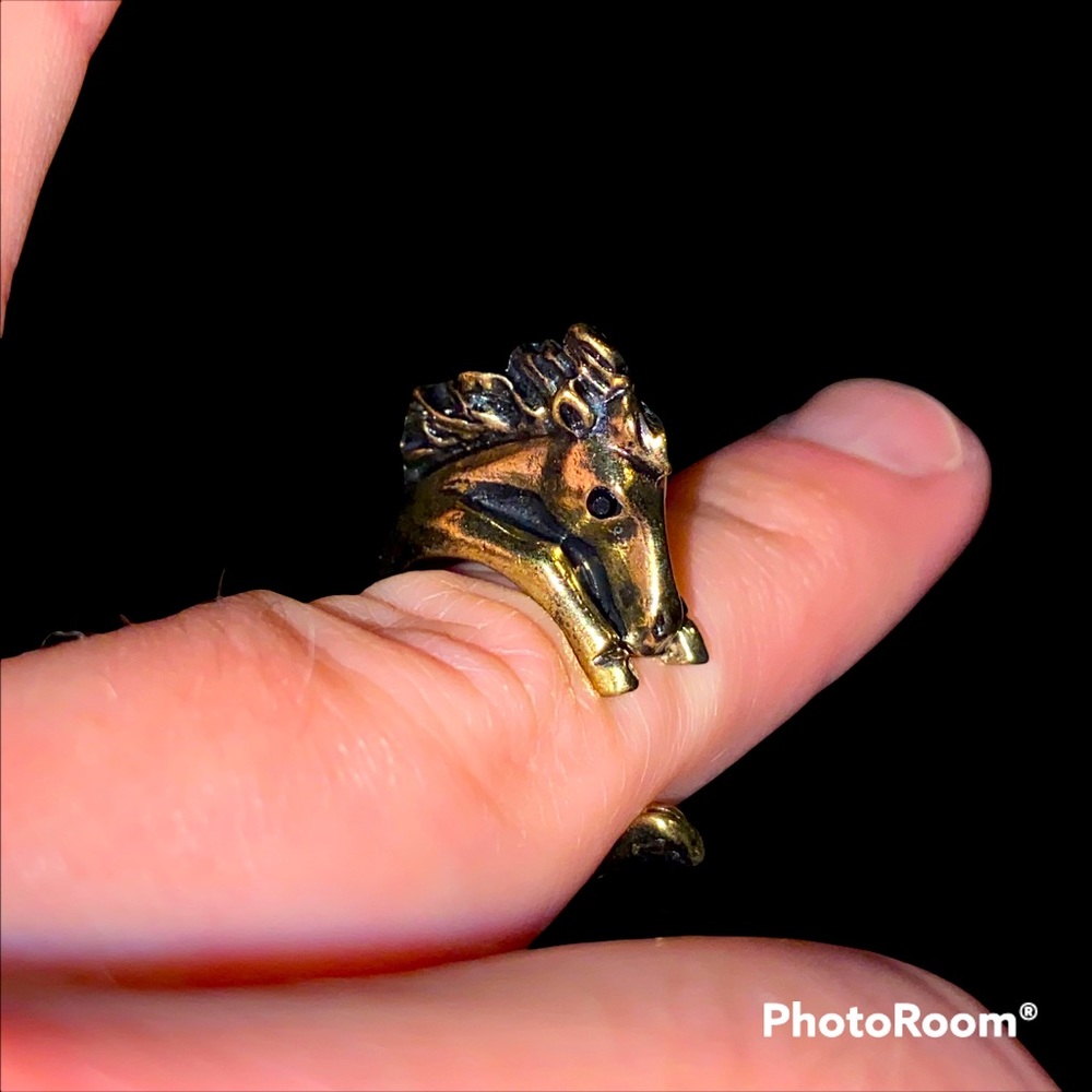 Vintage Brass Horse Adjustable Ring “adorable”